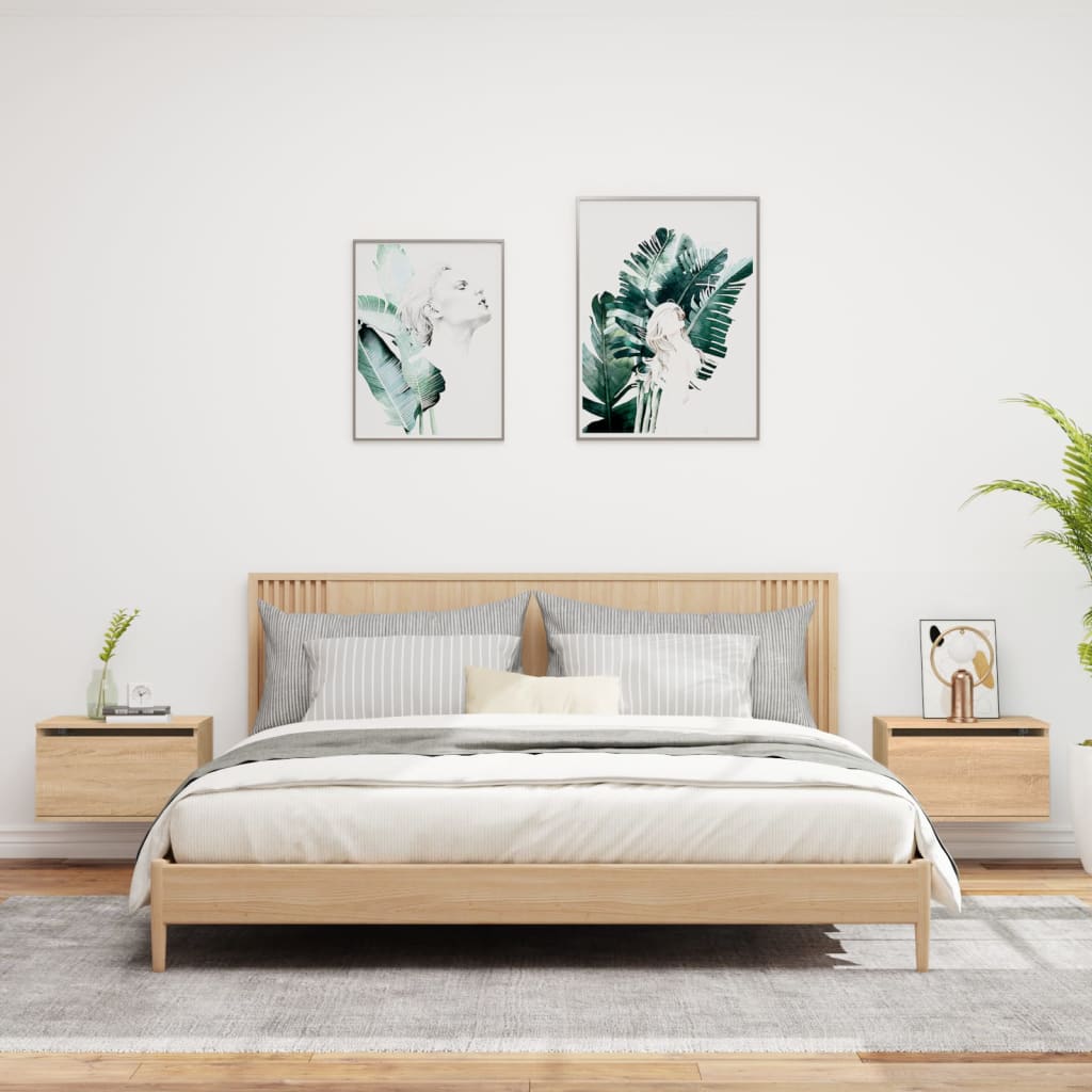 Nachtkastjes met LED wandgemonteerd 2 st sonoma eikenkleurig is nu te koop bij PeponiXL, paradijselijk wonen!