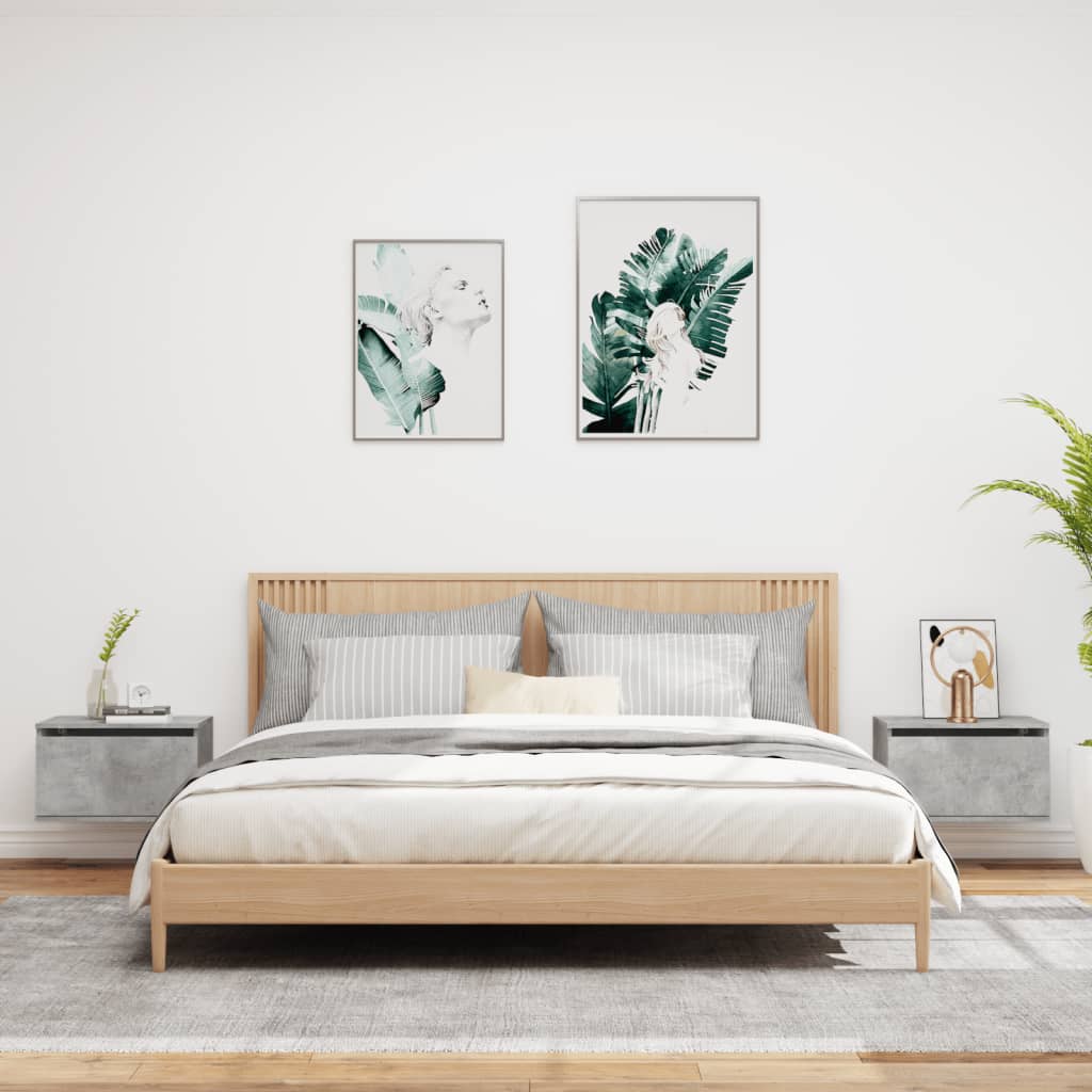 Nachtkastjes met LED's 2 st wandgemonteerd betongrijs is nu te koop bij PeponiXL, paradijselijk wonen!