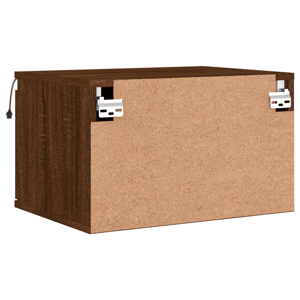 Nachtkastje met LED's wandgemonteerd bruin eikenkleur is nu te koop bij PeponiXL, paradijselijk wonen!