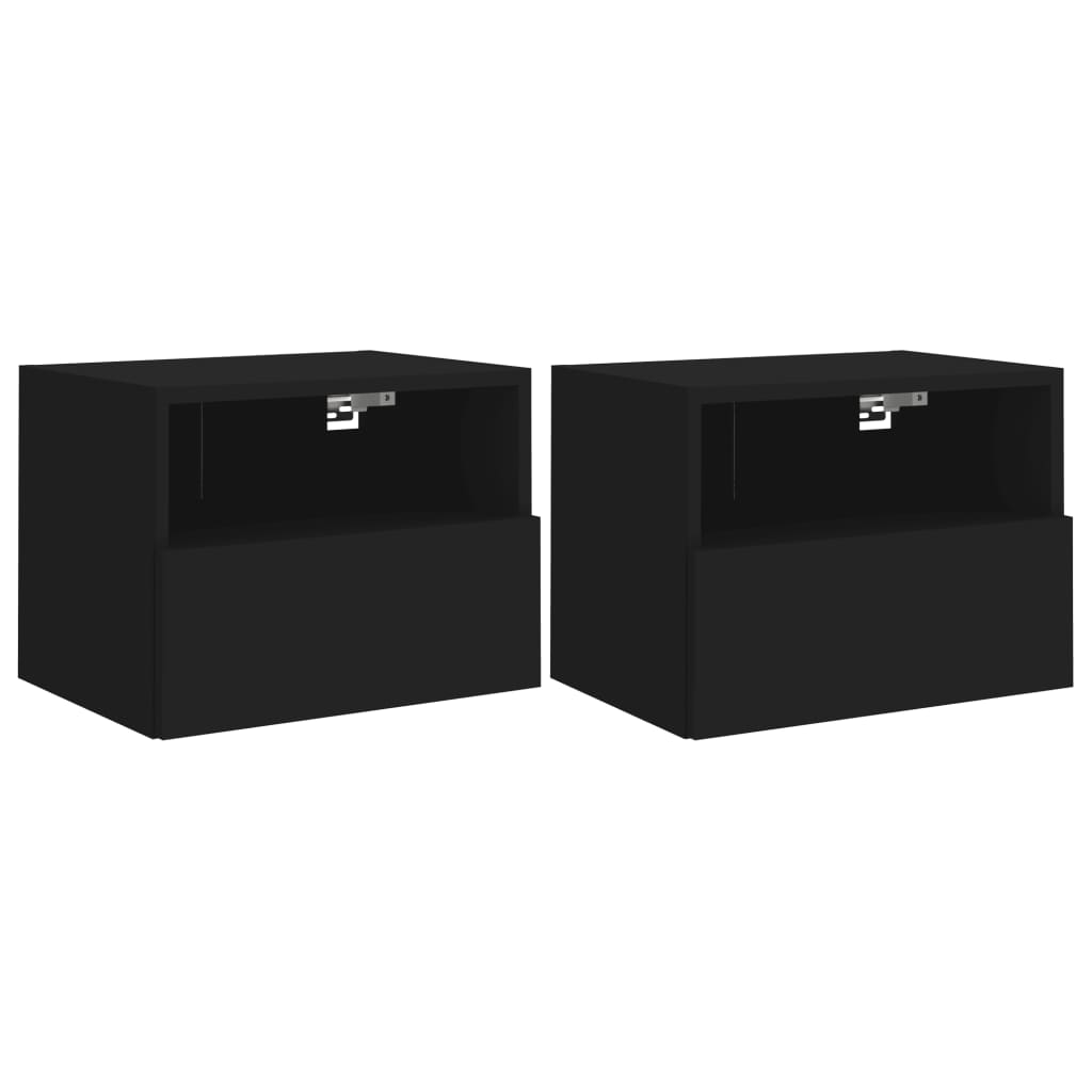 Tv-wandmeubels 2 st 40x30x30 cm bewerkt hout zwart is nu te koop bij PeponiXL, paradijselijk wonen!