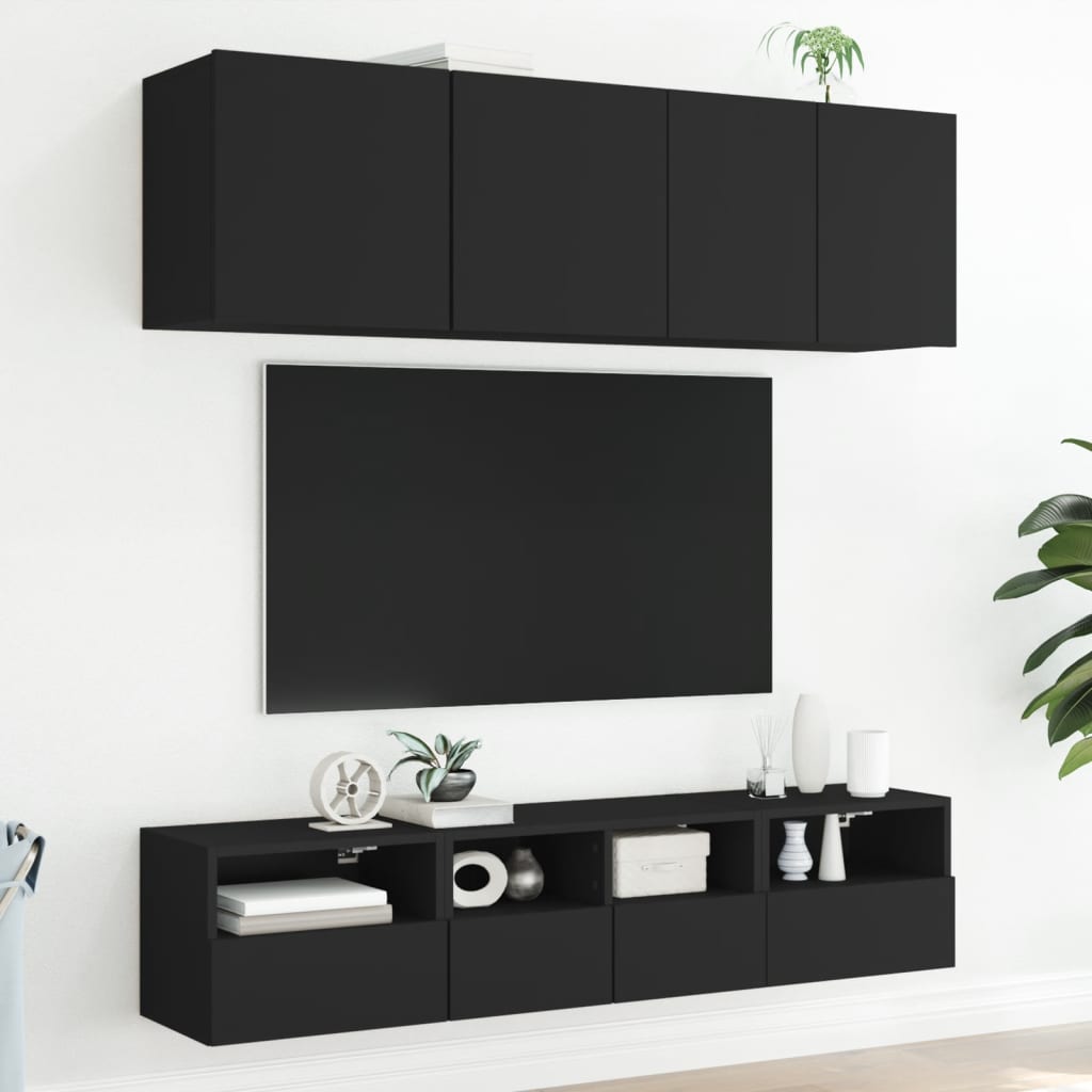 Tv-wandmeubels 2 st 40x30x30 cm bewerkt hout zwart is nu te koop bij PeponiXL, paradijselijk wonen!