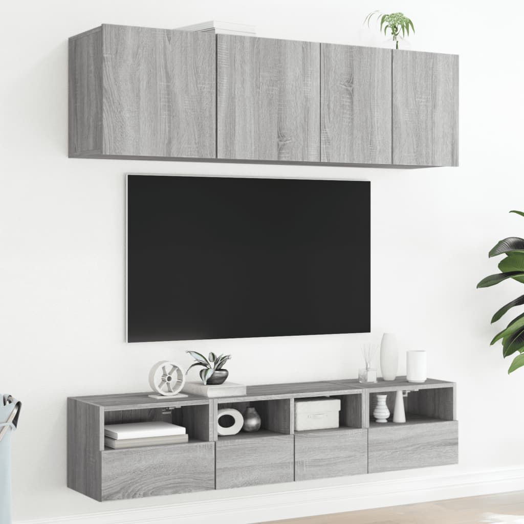 Tv-wandmeubels 2 st 40x30x30 cm bewerkt hout grijs sonoma is nu te koop bij PeponiXL, paradijselijk wonen!