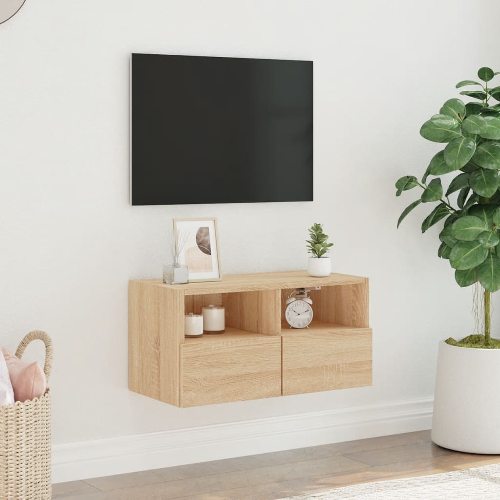 Tv-wandmeubel 60x30x30 cm bewerkt hout sonoma eikenkleurig is nu te koop bij PeponiXL, paradijselijk wonen!