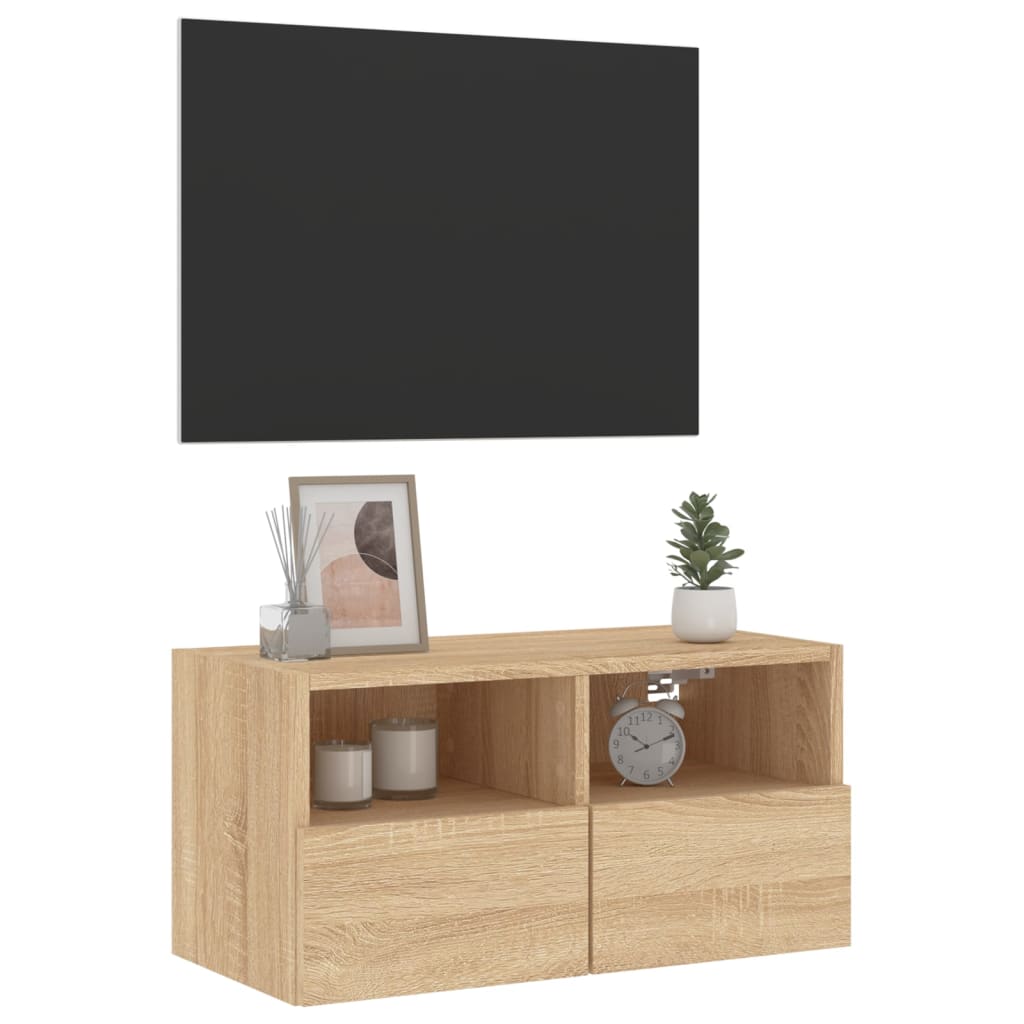 Tv-wandmeubel 60x30x30 cm bewerkt hout sonoma eikenkleurig is nu te koop bij PeponiXL, paradijselijk wonen!