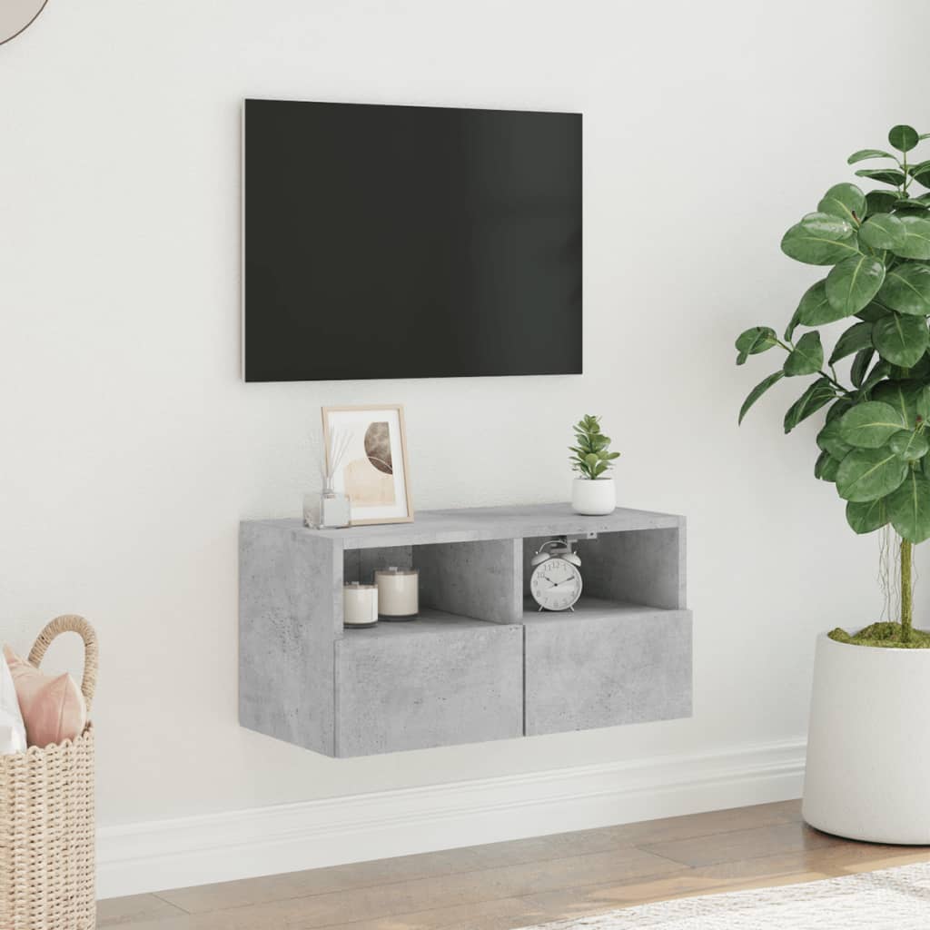 Tv-wandmeubel 60x30x30 cm bewerkt hout betongrijs is nu te koop bij PeponiXL, paradijselijk wonen!