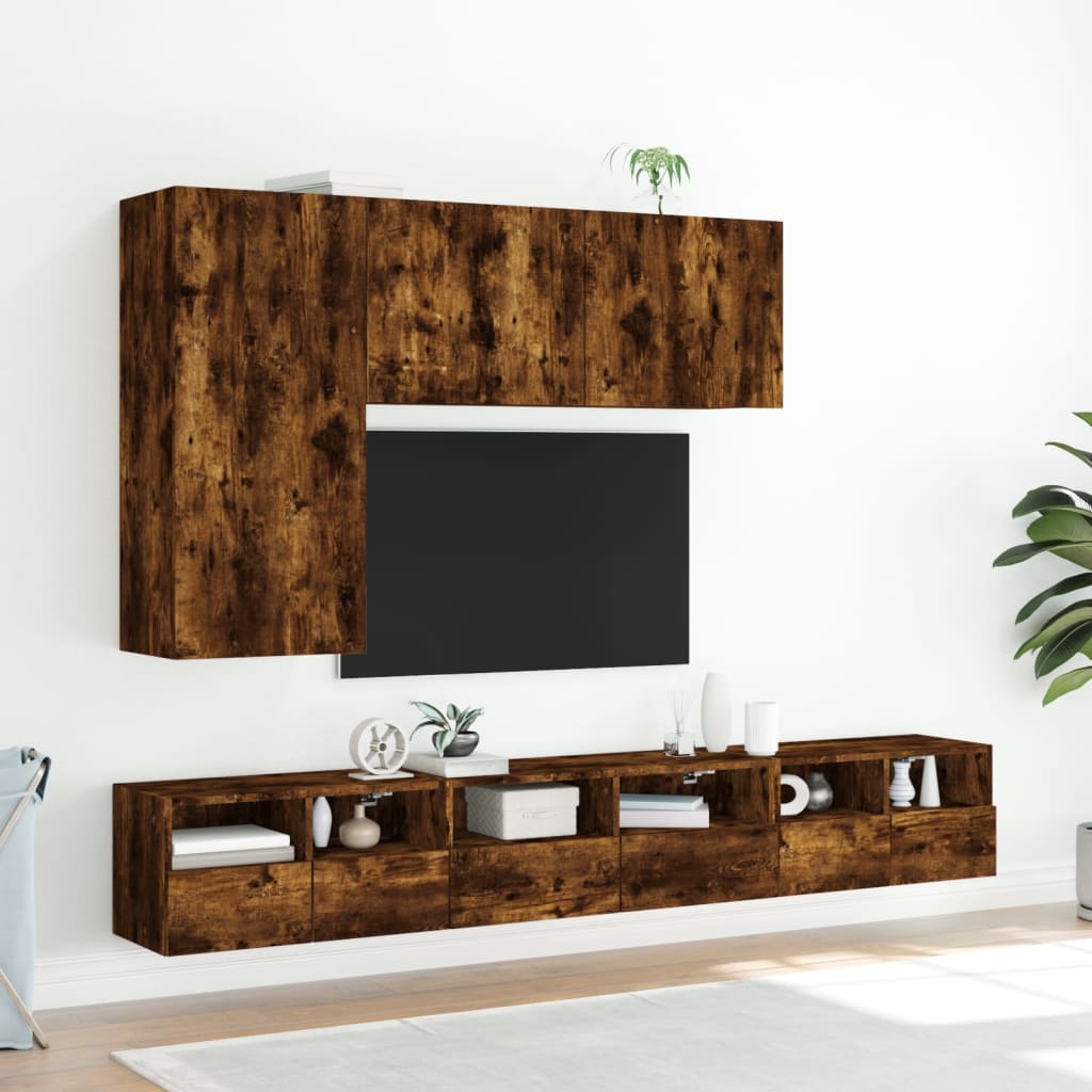 Tv-wandmeubel 60x30x30 cm bewerkt hout gerookt eikenkleurig is nu te koop bij PeponiXL, paradijselijk wonen!