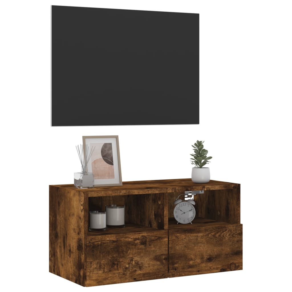 Tv-wandmeubel 60x30x30 cm bewerkt hout gerookt eikenkleurig is nu te koop bij PeponiXL, paradijselijk wonen!