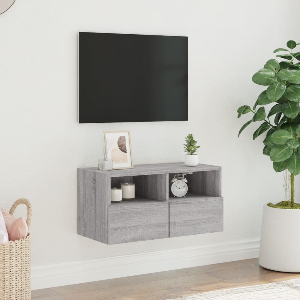 Tv-wandmeubel 60x30x30 cm bewerkt hout grijs sonoma eikenkleur is nu te koop bij PeponiXL, paradijselijk wonen!
