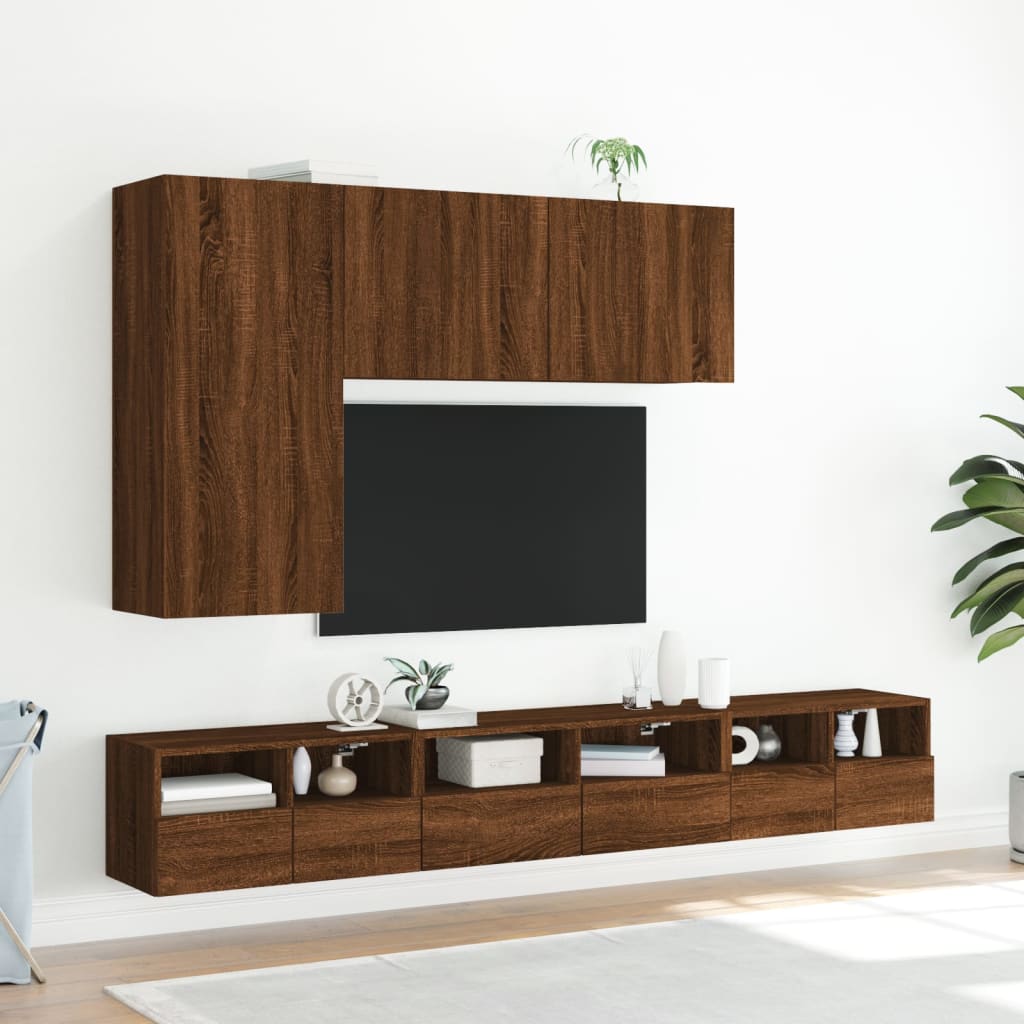 Tv-wandmeubel 60x30x30 cm bewerkt hout bruin eikenkleur is nu te koop bij PeponiXL, paradijselijk wonen!