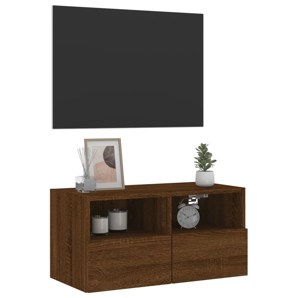 Tv-wandmeubel 60x30x30 cm bewerkt hout bruin eikenkleur is nu te koop bij PeponiXL, paradijselijk wonen!