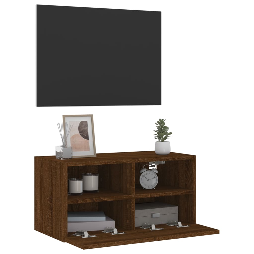 Tv-wandmeubel 60x30x30 cm bewerkt hout bruin eikenkleur is nu te koop bij PeponiXL, paradijselijk wonen!