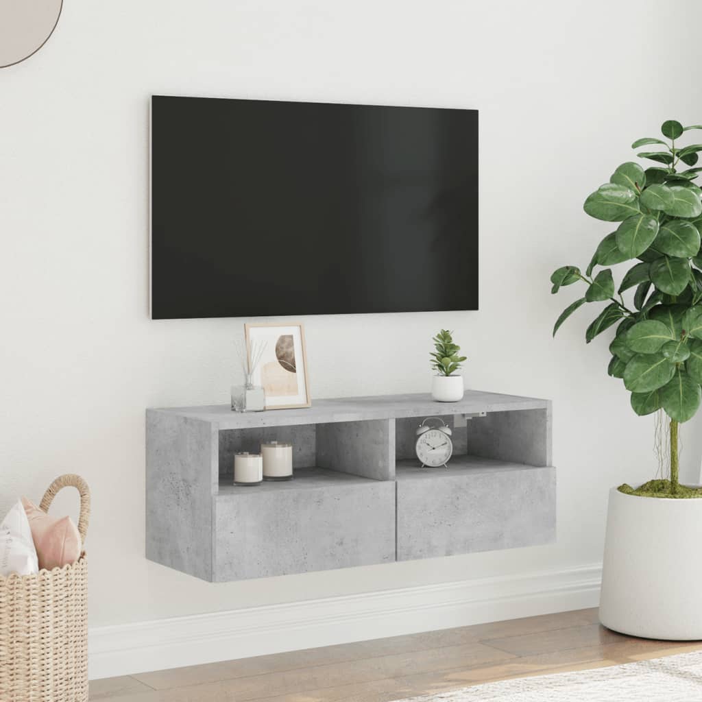 Tv-wandmeubel 80x30x30 cm bewerkt hout betongrijs is nu te koop bij PeponiXL, paradijselijk wonen!