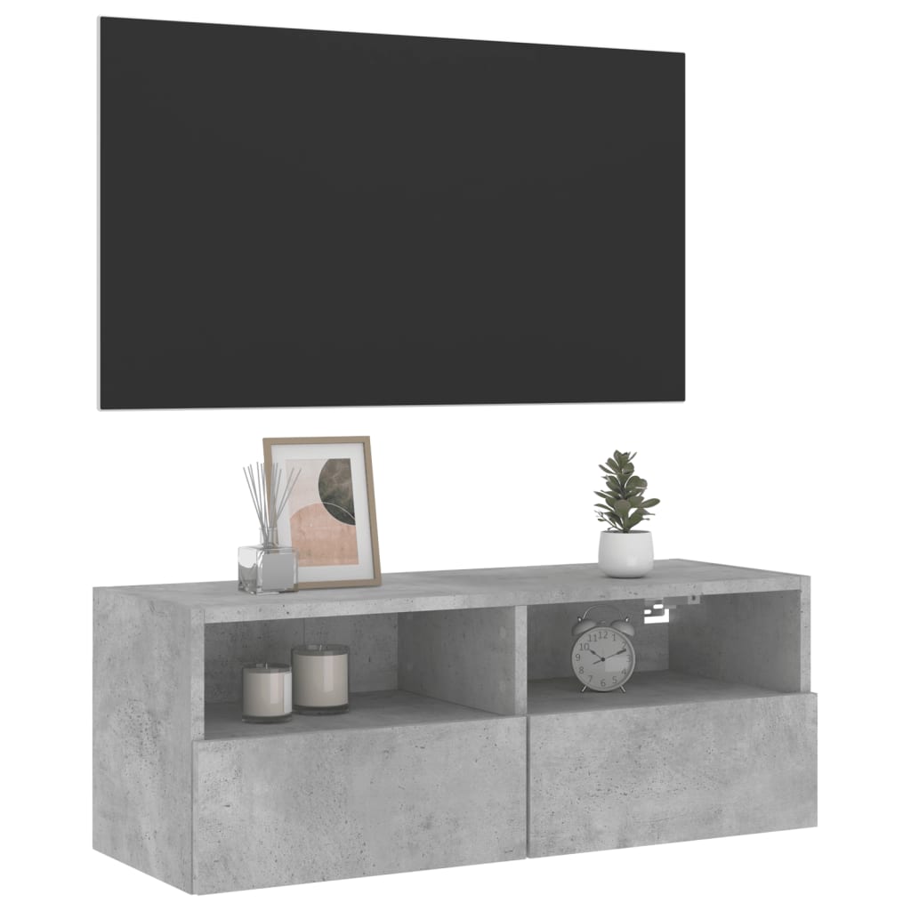 Tv-wandmeubel 80x30x30 cm bewerkt hout betongrijs is nu te koop bij PeponiXL, paradijselijk wonen!