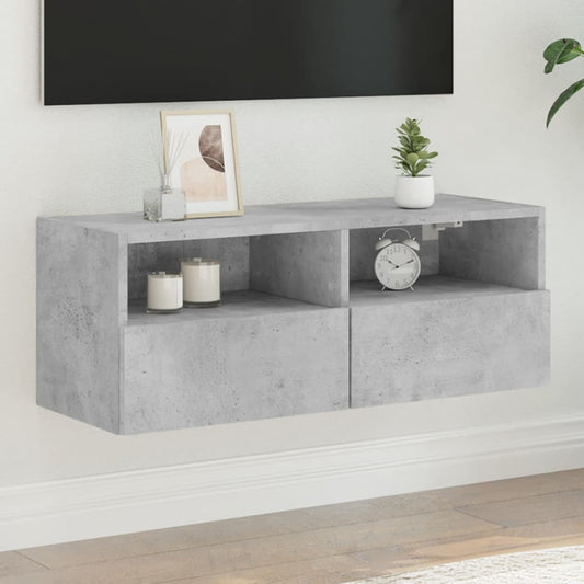 Tv-wandmeubel 80x30x30 cm bewerkt hout betongrijs is nu te koop bij PeponiXL, paradijselijk wonen!