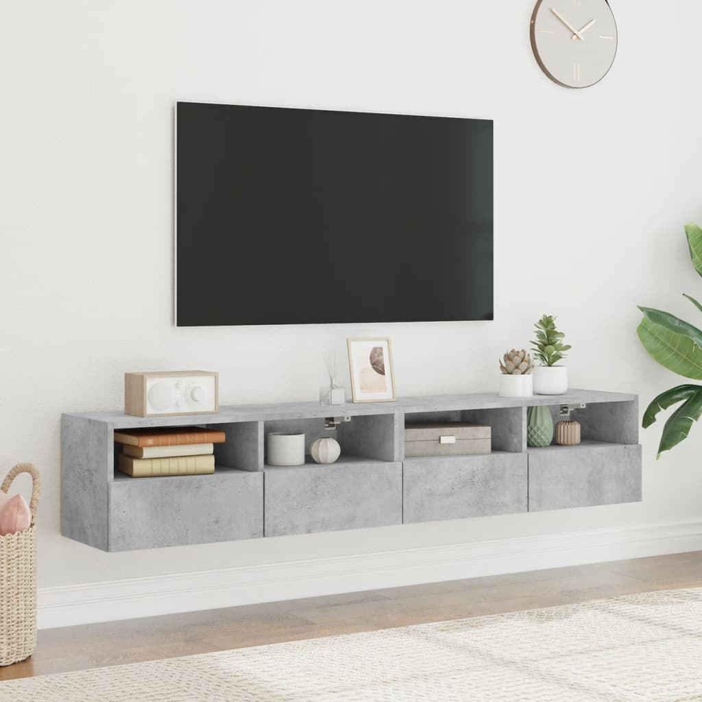 Tv-wandmeubels 2 st 80x30x30 cm bewerkt hout betongrijs is nu te koop bij PeponiXL, paradijselijk wonen!