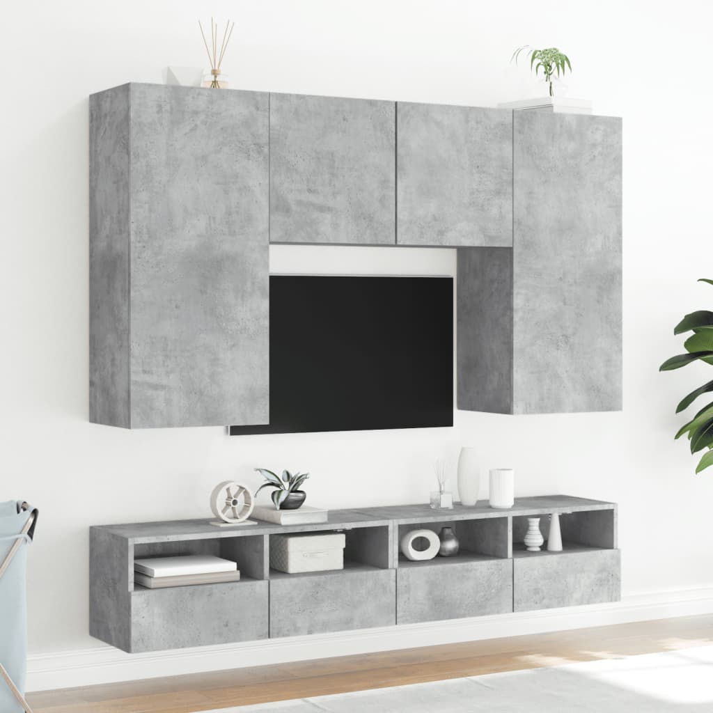 Tv-wandmeubels 2 st 80x30x30 cm bewerkt hout betongrijs is nu te koop bij PeponiXL, paradijselijk wonen!