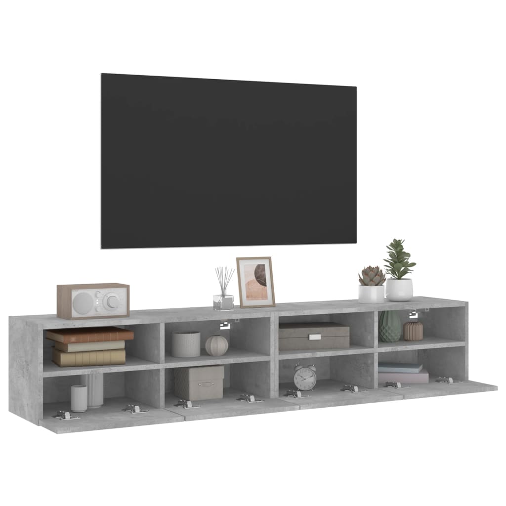 Tv-wandmeubels 2 st 80x30x30 cm bewerkt hout betongrijs is nu te koop bij PeponiXL, paradijselijk wonen!