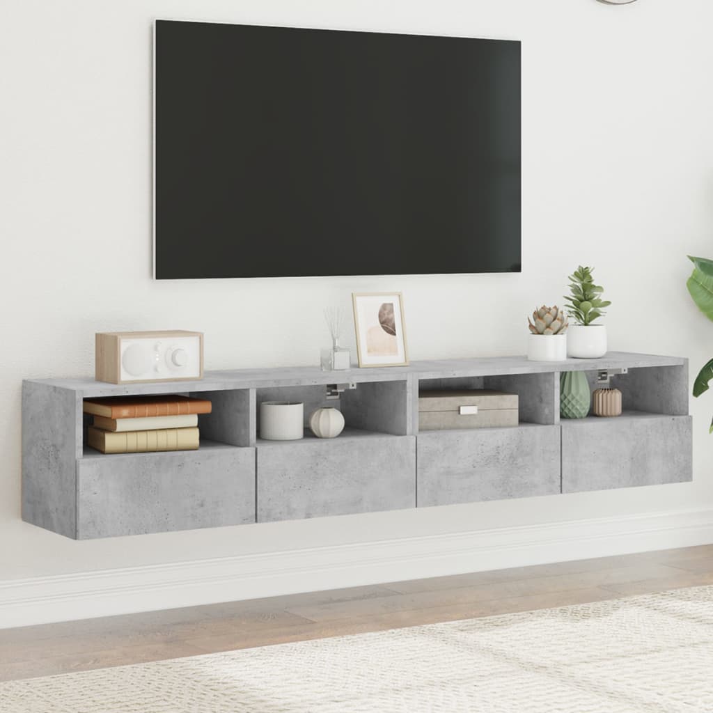 Tv-wandmeubels 2 st 80x30x30 cm bewerkt hout betongrijs is nu te koop bij PeponiXL, paradijselijk wonen!