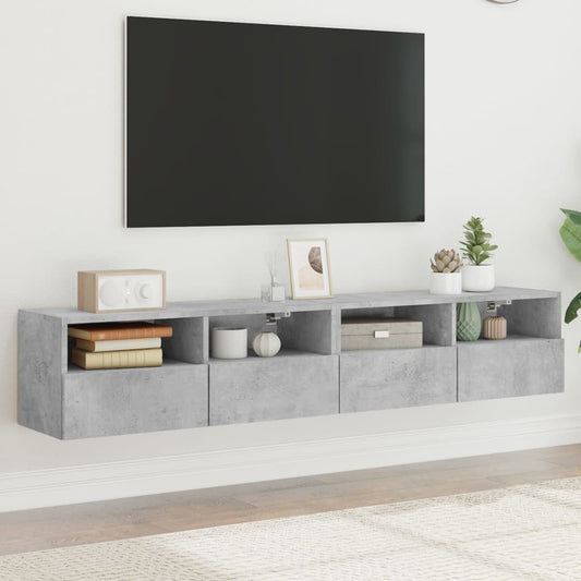 Tv-wandmeubels 2 st 80x30x30 cm bewerkt hout betongrijs is nu te koop bij PeponiXL, paradijselijk wonen!