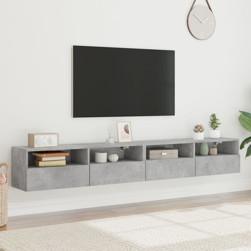 Tv-wandmeubels 2 st 100x30x30 cm bewerkt hout betongrijs is nu te koop bij PeponiXL, paradijselijk wonen!