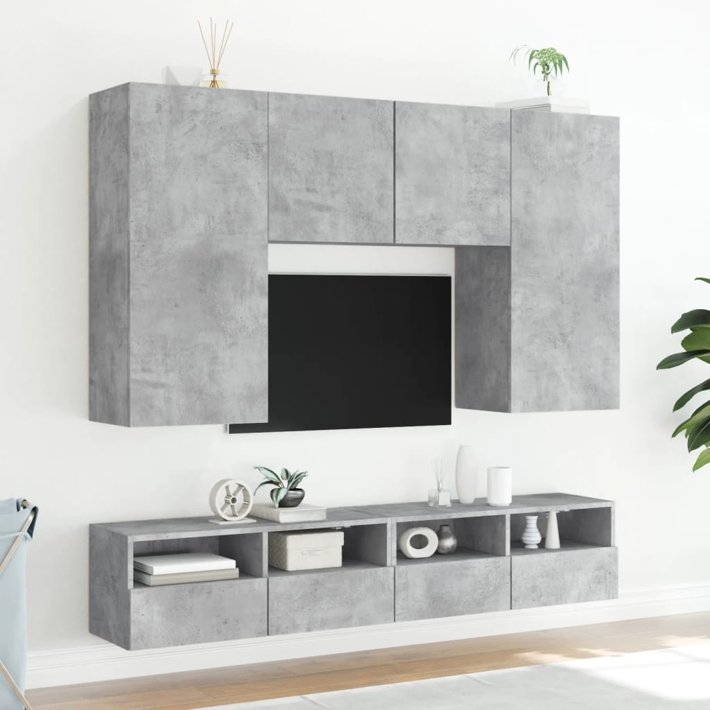 Tv-wandmeubels 2 st 100x30x30 cm bewerkt hout betongrijs is nu te koop bij PeponiXL, paradijselijk wonen!