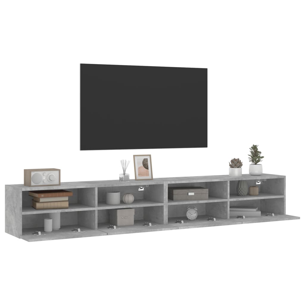 Tv-wandmeubels 2 st 100x30x30 cm bewerkt hout betongrijs is nu te koop bij PeponiXL, paradijselijk wonen!