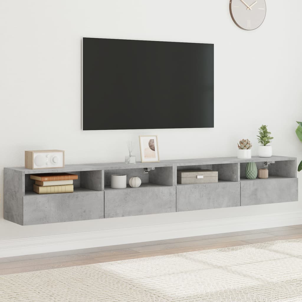 Tv-wandmeubels 2 st 100x30x30 cm bewerkt hout betongrijs is nu te koop bij PeponiXL, paradijselijk wonen!