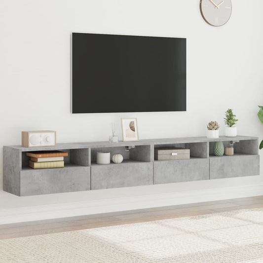 Tv-wandmeubels 2 st 100x30x30 cm bewerkt hout betongrijs is nu te koop bij PeponiXL, paradijselijk wonen!
