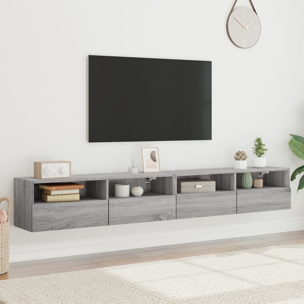 Tv-wandmeubels 2 st 100x30x30 cm hout grijs sonoma is nu te koop bij PeponiXL, paradijselijk wonen!