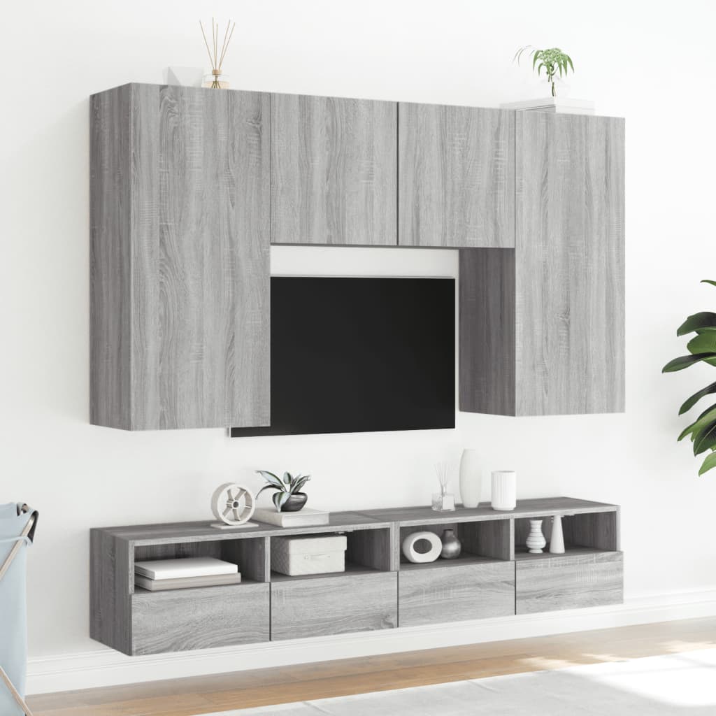 Tv-wandmeubels 2 st 100x30x30 cm hout grijs sonoma is nu te koop bij PeponiXL, paradijselijk wonen!