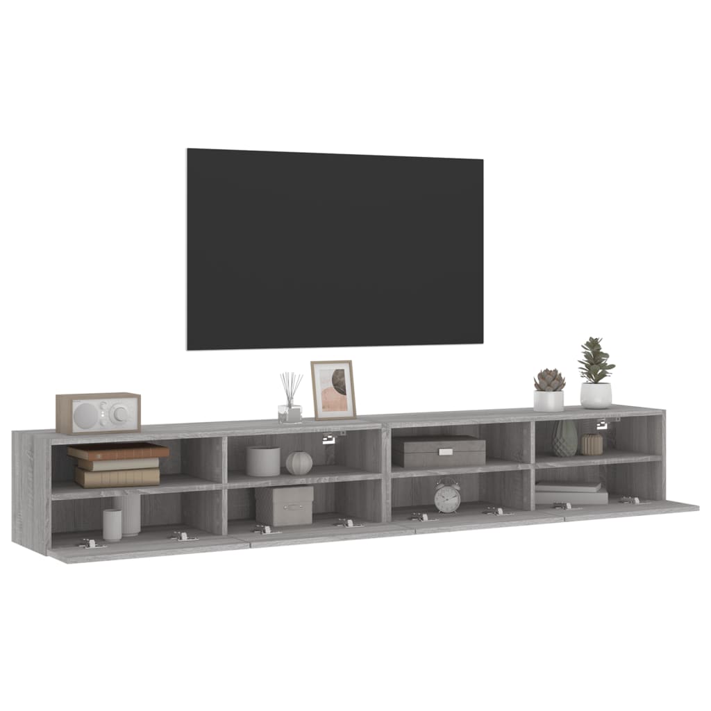 Tv-wandmeubels 2 st 100x30x30 cm hout grijs sonoma is nu te koop bij PeponiXL, paradijselijk wonen!