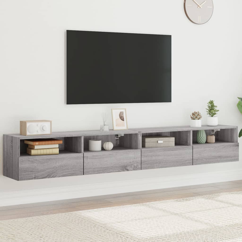 Tv-wandmeubels 2 st 100x30x30 cm hout grijs sonoma is nu te koop bij PeponiXL, paradijselijk wonen!