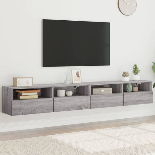 Tv-wandmeubels 2 st 100x30x30 cm hout grijs sonoma is nu te koop bij PeponiXL, paradijselijk wonen!