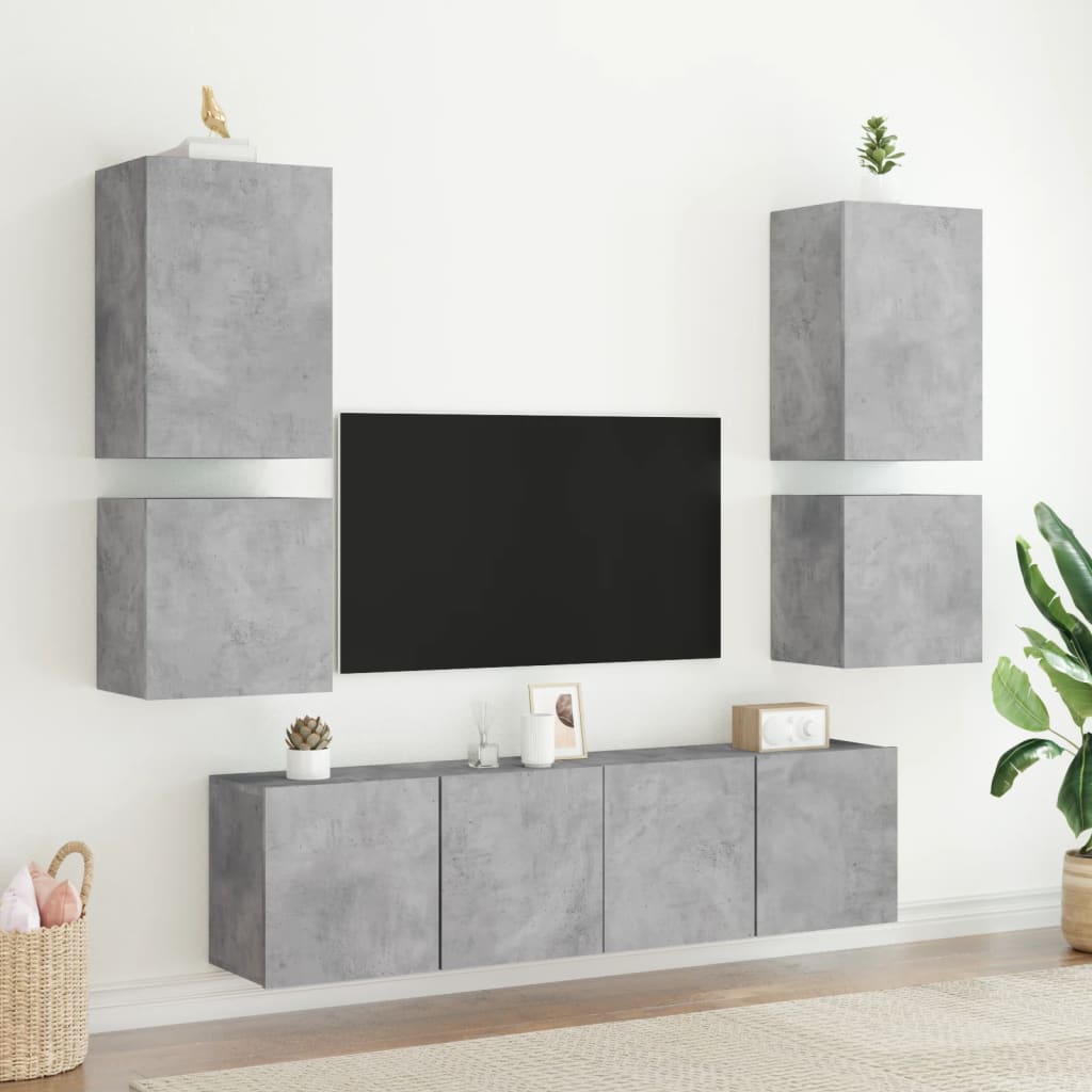 Tv-wandmeubels 2 st 40,5x30x40 cm bewerkt hout betongrijs is nu te koop bij PeponiXL, paradijselijk wonen!