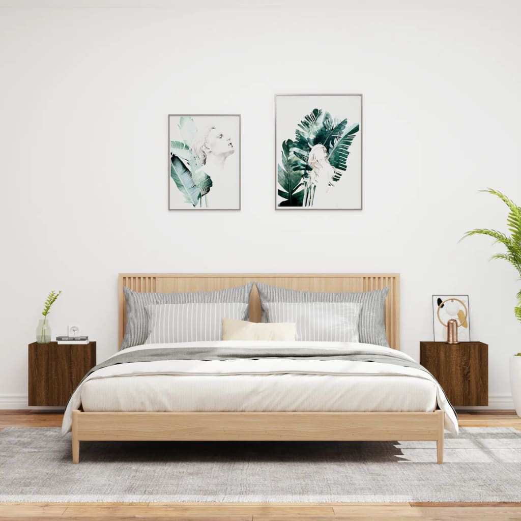 Tv-wandmeubels 2 st 40,5x30x40 cm bewerkt hout bruineikenkleur is nu te koop bij PeponiXL, paradijselijk wonen!