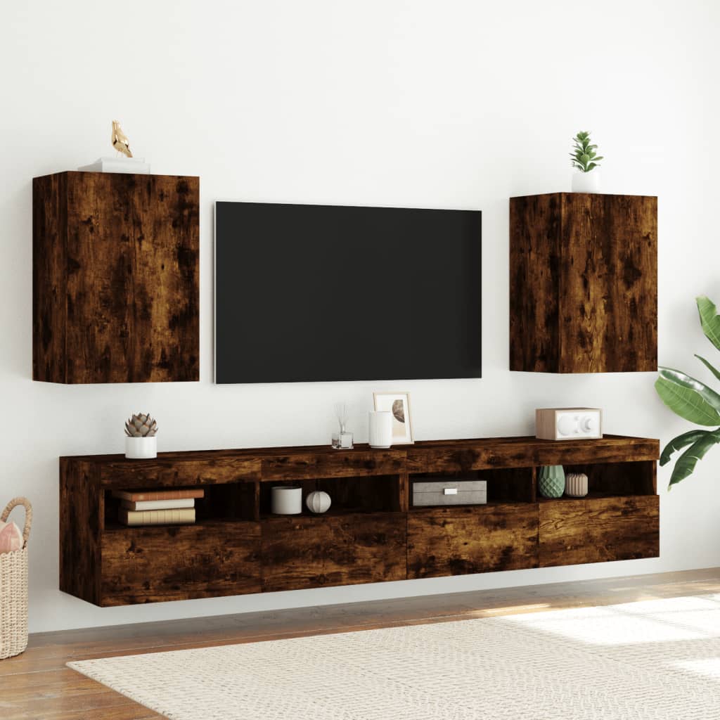 Tv-wandmeubel 40,5x30x60 cm bewerkt hout gerookt eikenkleurig is nu te koop bij PeponiXL, paradijselijk wonen!