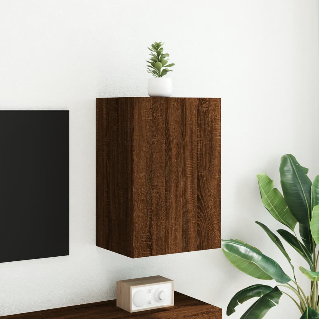 Tv-wandmeubel 40,5x30x60 cm bewerkt hout bruin eikenkleur is nu te koop bij PeponiXL, paradijselijk wonen!