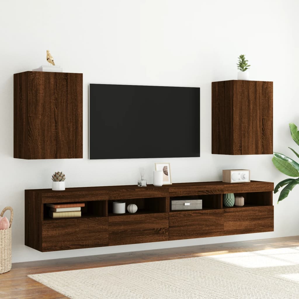 Tv-wandmeubel 40,5x30x60 cm bewerkt hout bruin eikenkleur is nu te koop bij PeponiXL, paradijselijk wonen!