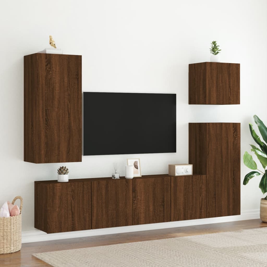 Tv-wandmeubel 40,5x30x90 cm bewerkt hout bruin eikenkleur is nu te koop bij PeponiXL, paradijselijk wonen!