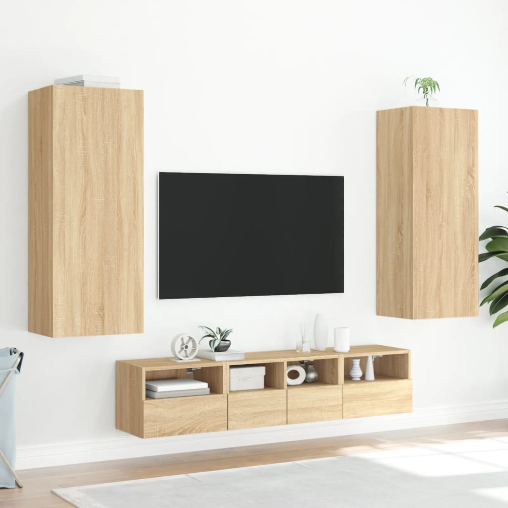 Tv-wandmeubel 40,5x30x102 cm bewerkt hout sonoma eikenkleurig is nu te koop bij PeponiXL, paradijselijk wonen!