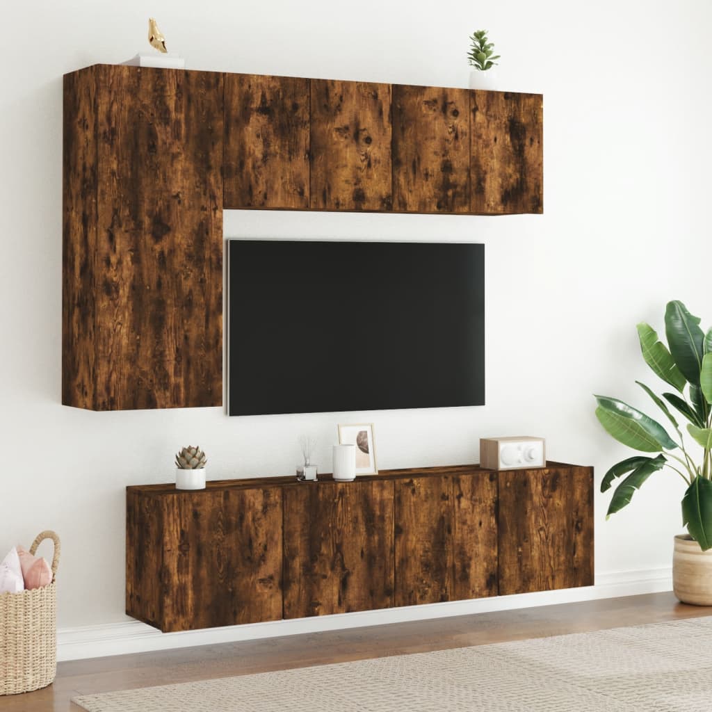 Tv-meubels 2 st wandgemonteerd 60x30x41 cm gerookt eikenkleurig is nu te koop bij PeponiXL, paradijselijk wonen!
