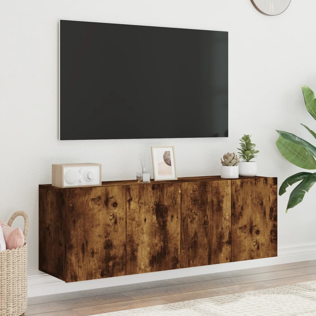 Tv-meubels 2 st wandgemonteerd 60x30x41 cm gerookt eikenkleurig is nu te koop bij PeponiXL, paradijselijk wonen!