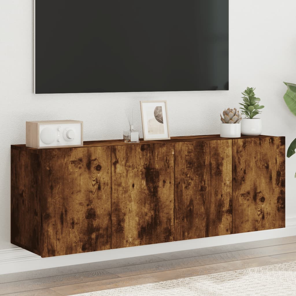 Tv-meubels 2 st wandgemonteerd 60x30x41 cm gerookt eikenkleurig is nu te koop bij PeponiXL, paradijselijk wonen!