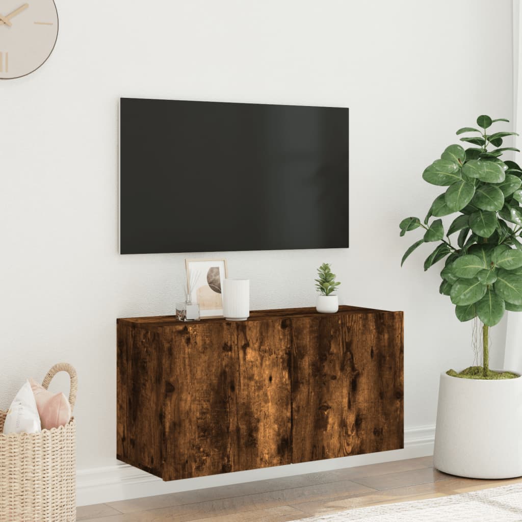Tv-meubel wandgemonteerd 80x30x41 cm gerookt eikenkleurig is nu te koop bij PeponiXL, paradijselijk wonen!