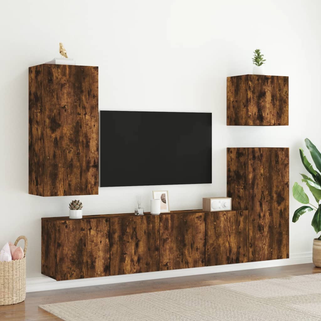 Tv-meubel wandgemonteerd 80x30x41 cm gerookt eikenkleurig is nu te koop bij PeponiXL, paradijselijk wonen!