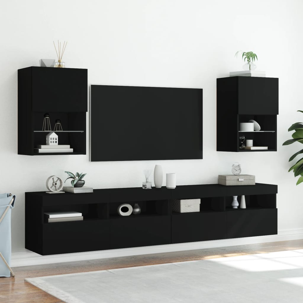 Tv-meubel met LED-verlichting 40,5x30x60 cm zwart is nu te koop bij PeponiXL, paradijselijk wonen!