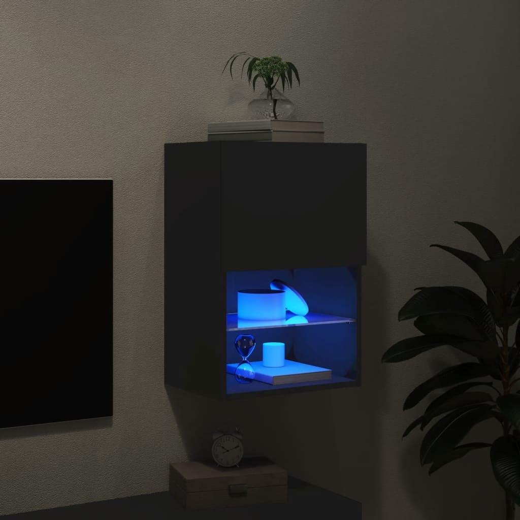 Tv-meubel met LED-verlichting 40,5x30x60 cm zwart is nu te koop bij PeponiXL, paradijselijk wonen!