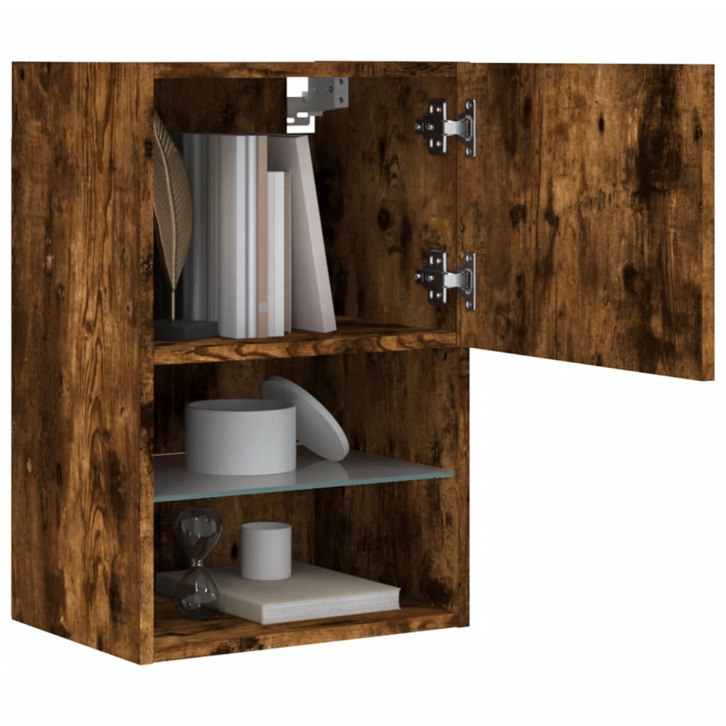 Tv-meubel LED-verlichting 40,5x30x60 cm gerookt eikenkleurig is nu te koop bij PeponiXL, paradijselijk wonen!