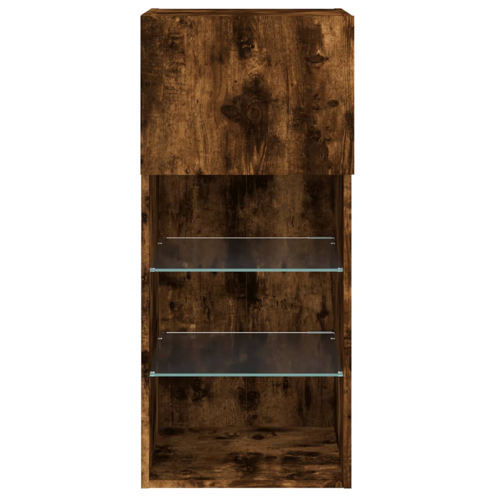 Tv-meubel met LED-verlichting 40,5x30x90 cm gerookt eikenkleur is nu te koop bij PeponiXL, paradijselijk wonen!