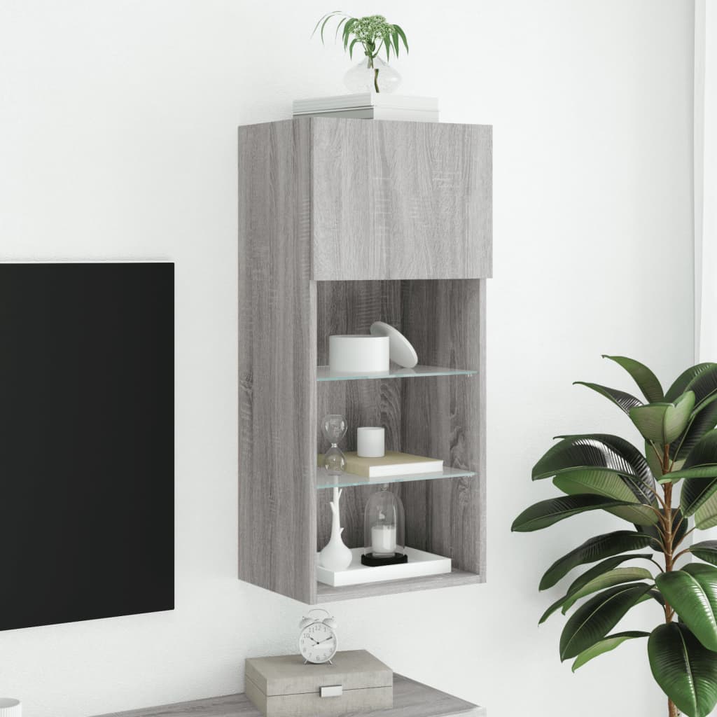 Tv-meubel met LED-verlichting 40,5x30x90 cm grijs sonoma eiken is nu te koop bij PeponiXL, paradijselijk wonen!